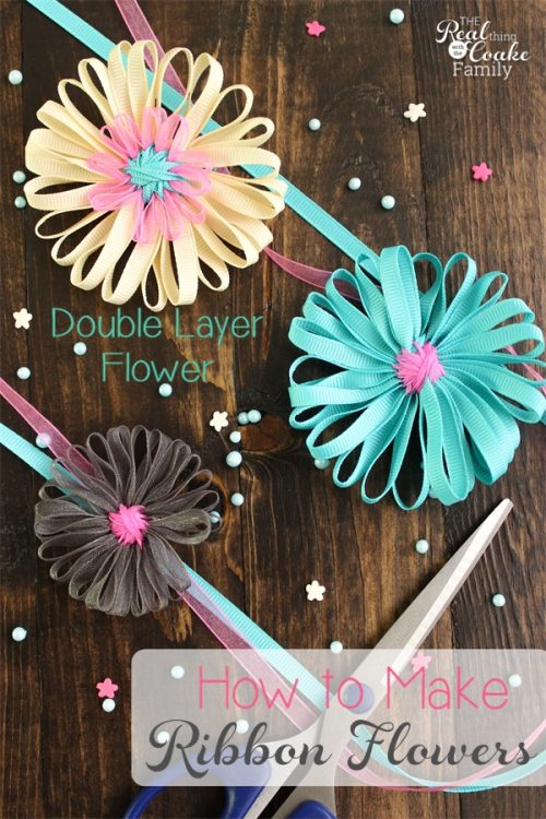 Step by step guide on making double layer ribbon flower